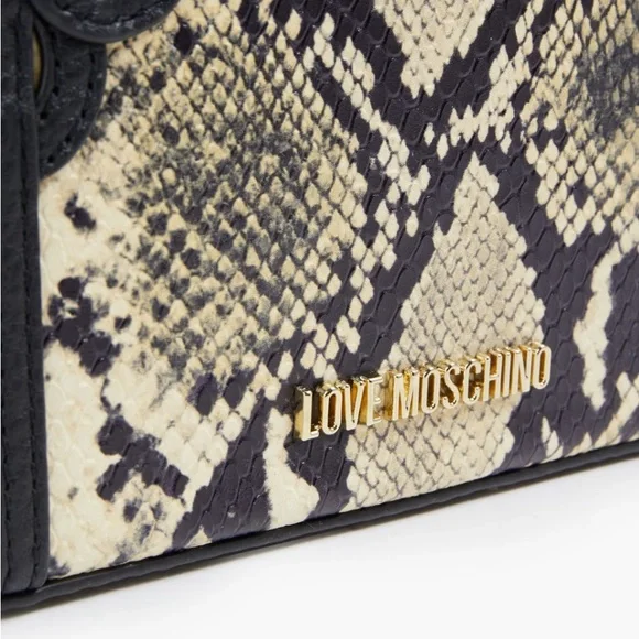COPY - NWT $371 LOVE MOSCHINO Snake-print textured-leather shoulder bag